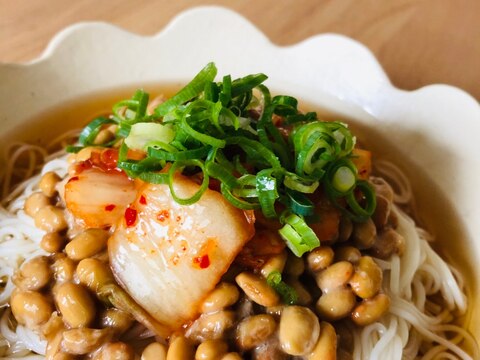 納豆キムチそうめん